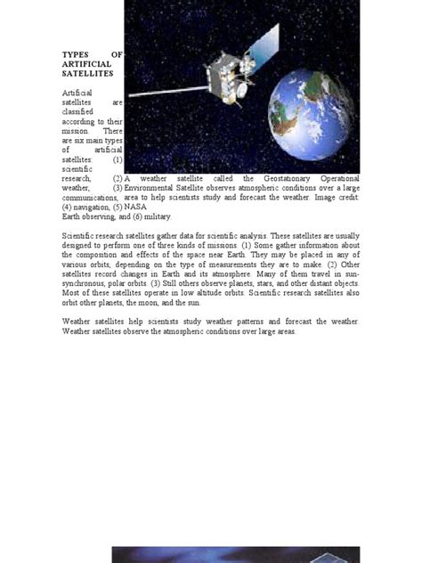 Types Of Artificial Satellites Pdf Satellite Weather