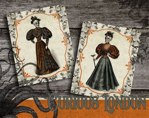Vintage Style Victorian Skeleton Lady French Fashion Halloween Etsy