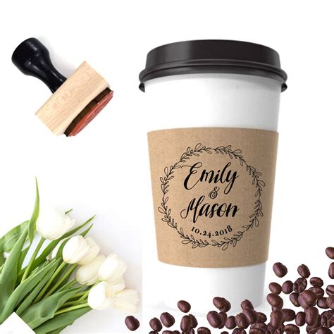 Custom Coffee Sleeves Stamp Wedding Coffee Sleeve Personalized Coffee Cups With Bride Groom