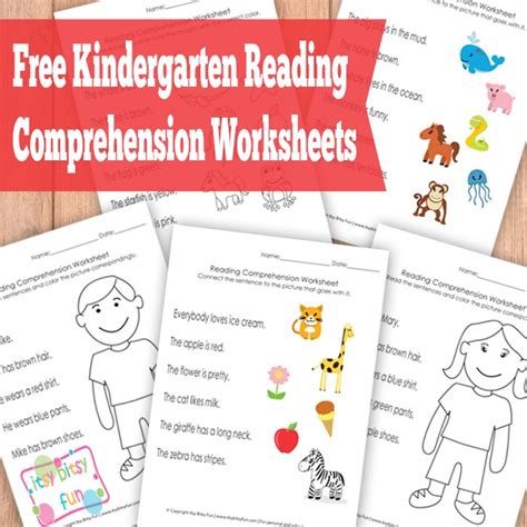 Free printable reading comprehension worksheets kindergarten. FREE Kindergarten Reading Comprehension Worksheets