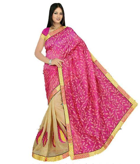 Panache Fashions Pink Pure Chiffon Saree Buy Panache Fashions Pink Pure Chiffon Saree Online