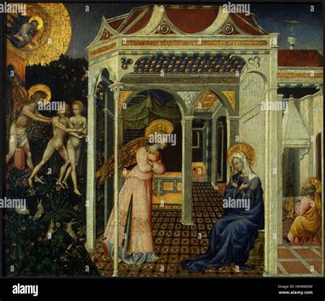 Giovanni Di Paolo The Annunciation And Expulsion From Paradise Stock