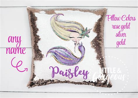 Mermaid Pillow Sequin Pillow Personalized Mermaid Sequin Pillow T