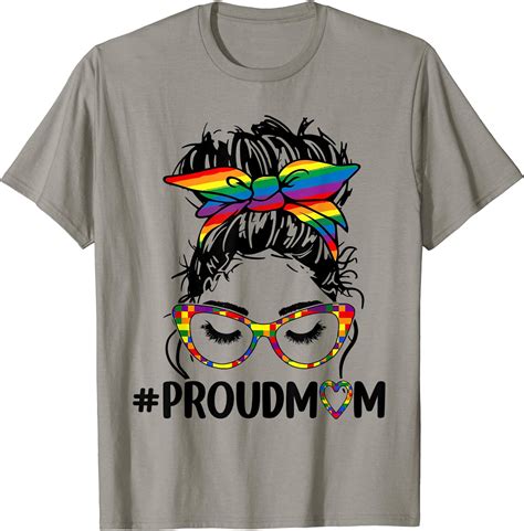 gay pride messy bun rainbow proud mom lgbt lgbtq pride t shirt full size up to 5xl