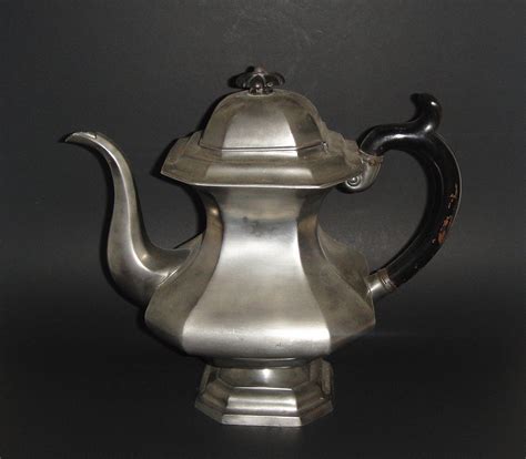 Large Antique James Dixon And Sons Sheffield Pewter Coffee Teapot Marked