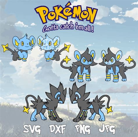 Pokémon Trio Evolution Svg Shinx Luxio Luxray Dxf Png Etsy