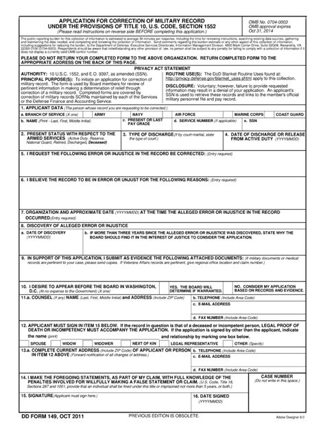 Dd Form 149 2011 Fill Out And Sign Online Dochub