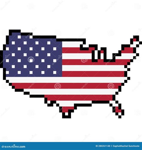 Pixel Art Usa Map Flag Stock Vector Illustration Of Sign 280261148