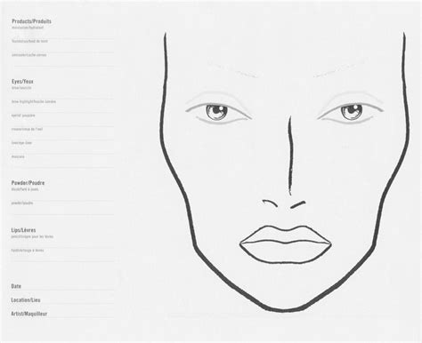 Face Chart For Muas Mac Face Charts Makeup Face Charts Face Chart