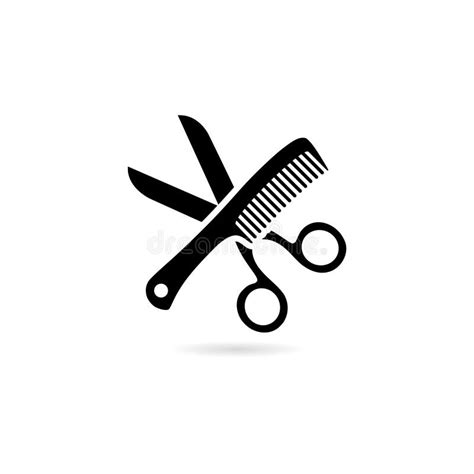 Scissor And Comb Icon Logo Simple Illustration Stock Vector