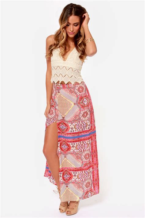cute print skirt southwest print skirt maxi skirt 59 00 lulus