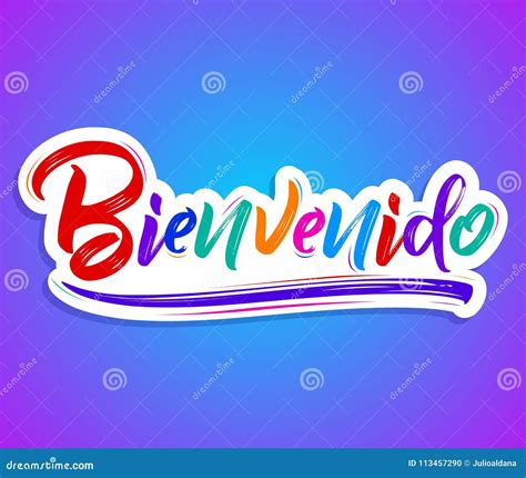 Bienvenido Welcome Spanish Text Lettering Vector Illustration Stock