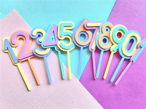 Acrylic Cake Topper Numbers Pastel Double Layered Plastic Etsy