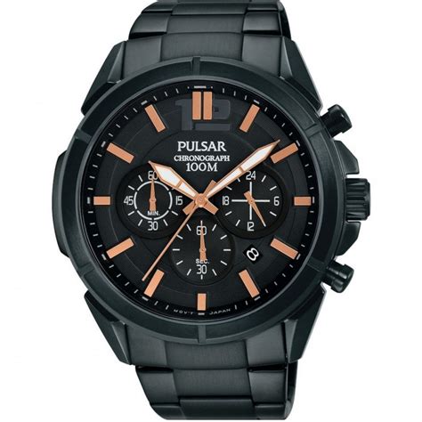 Men's Black Stainless Steel Chronograph Watch PT3765X1 - Watches from Hillier Jewellers UK