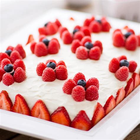Yellow Sheet Cake With Cream Cheese Frosting And Berries Recipe Eatingwell