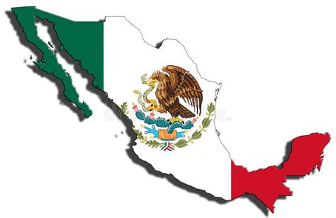 Outline Of Mexico With The National Flag Stock Illustration