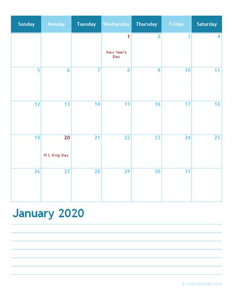 2020 Monthly Word Calendar Template Free Printable Templates