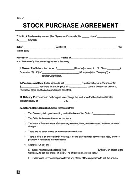 Stock Purchase Agreement Spa Create And Download A Free Form