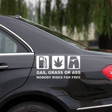 16x8cm Funny Car Sticker Reflective Vinyl Decal Car Window Bumper Printed With Gas Grass Or Ass