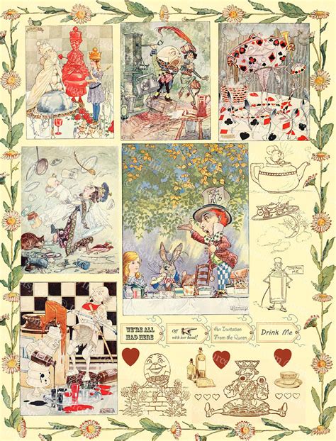 Alice In Wonderland Printable Digital Collage Sheet Etsy