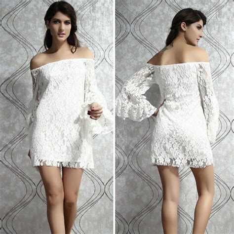 Sexy Off Shoulder Flare Sleeve Lace Dress Ghyxh36316 On Luulla