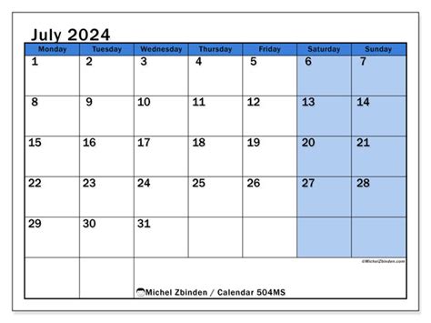 Calendar July 2024 504 Michel Zbinden En