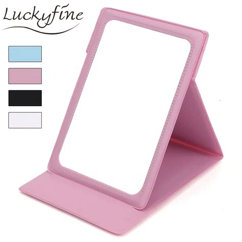 Pink Black White Leather Folding Mirror Portable Makeup Vanity Mirror Cosmetic Desktop Table