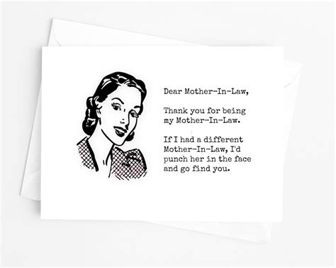 Funny Mother In Law Card From Daughter In Law Sarcastic Etsy