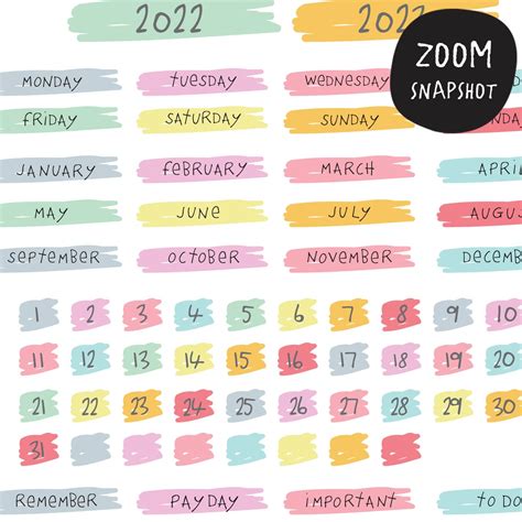 Digital Planner Calendar Stickers For Bullet Journals And Ipad Etsy