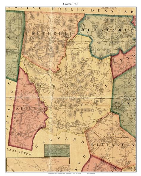 Groton Massachusetts 1856 Old Town Map Custom Print Middlesex Co