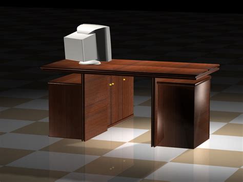 Office Desk And Computer 3d Model 3d Studio3ds Max Files Free Download