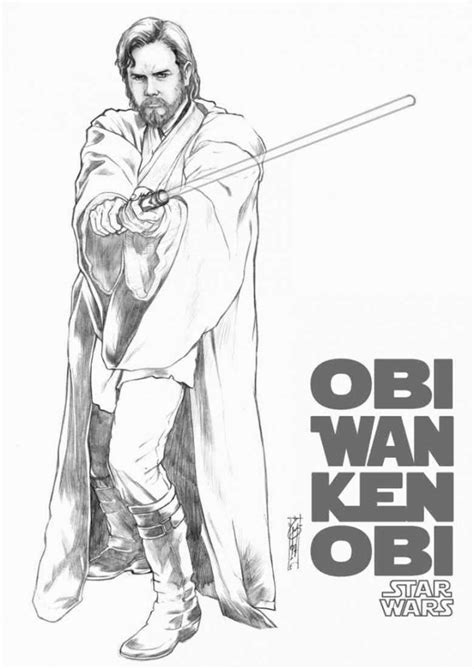 Obi Wan Kenobi Coloring Pages | Star wars drawings, Star wars obi wan, Obi wan