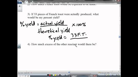How To Find Percent Yield Chem121 Combining Limiting Reactant Actual