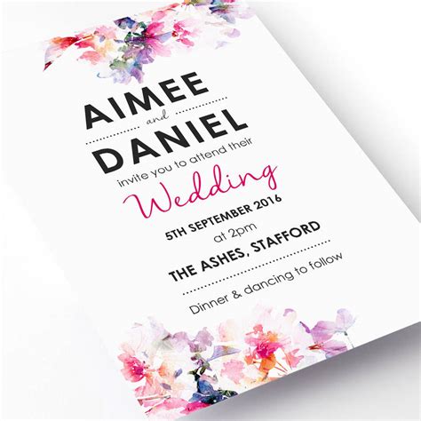 Watercolour Floral Wedding Invitation By Good Mess