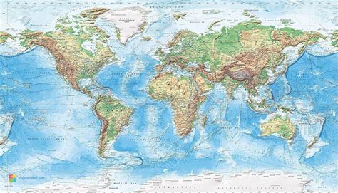 Mapa Mundial Topográfico — SÓ Escola