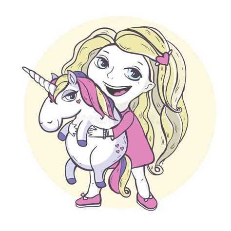 Girl And Unicorn Stock Vector Illustration Of Cartoon 52868245