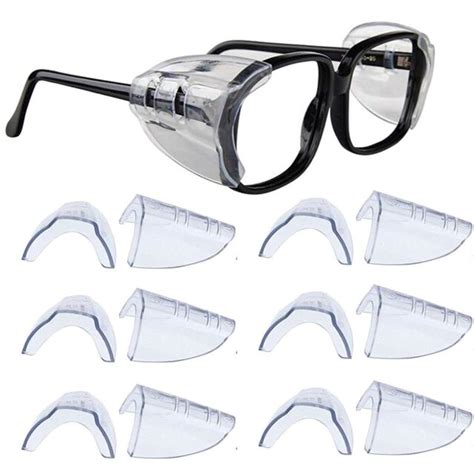 kwartz 6 pair safety eye glasses side shields clear flexible slip on shield f ebay