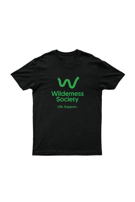 Life Support Green Logo Organic Black Tshirt The Wilderness Society