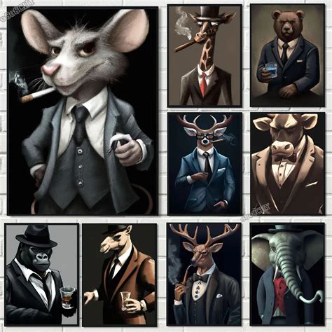 Mafia Animals Posters And Prints Gangster Deer Gorilla Mouse Elephant