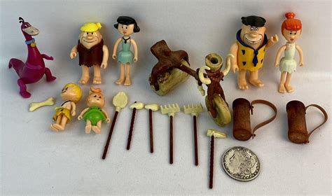 Lot Vintage 1985 D Toys Flintstones Action Figure Camping Set Pieces