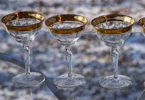 Sold Reserved For Steven— Vintage Gold Encrusted Cocktail Glasses Set Of 5 Cocktail Party