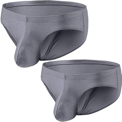 Zonbailon Mens Bulge Enhancing Underwear Briefs Sexy Ice Silk Big Ball Pouch Briefs For Male