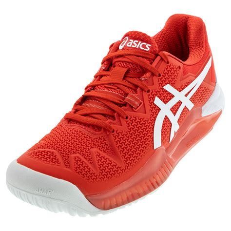 Asics Women S Gel Resolution 8 Tennis Shoes Fiery Red And White