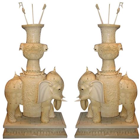 Pairof Monumental Chinese Hand Carved Ivory Elephants At 1stdibs