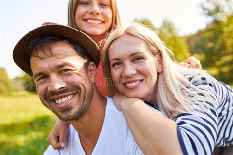 Happy Parents And Daughter On A Trip Stock Image Image Of Garden