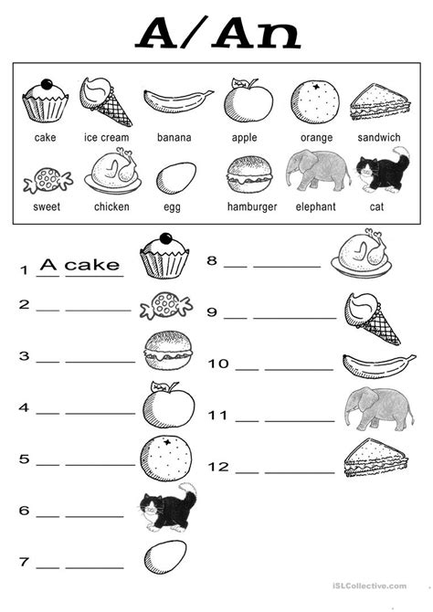 Use A Or An Worksheet Free Esl Printable Worksheets Made A An