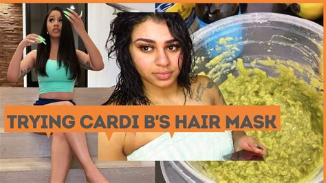 i tried cardi b hair mask new hair journey youtube