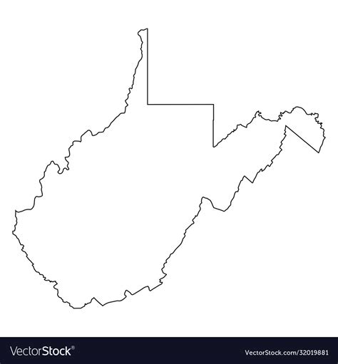 West Virginia Wv State Border Usa Map Outline Vector Image