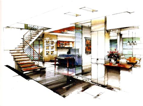 Sketchs On Behance Interior Design Renderings Drawing Interior