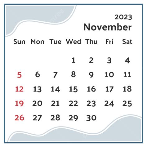 November 2023 Calendar White Transparent November 2023 Calendar 2023